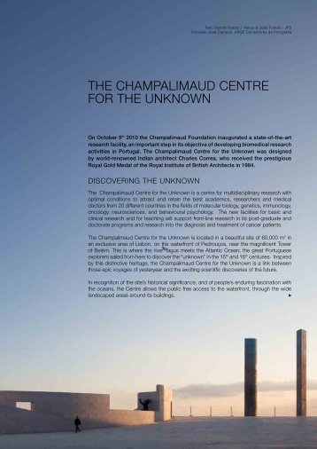 THE CHAMPALIMAUD CENTRE FOR THE UNKNOWN - Helvar