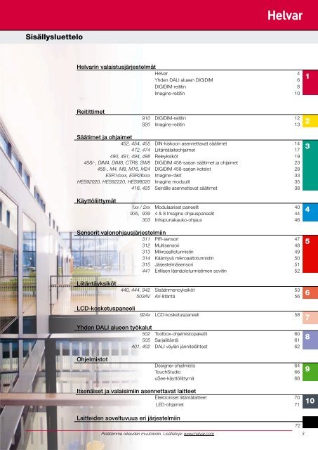 Valaistusjärjestelmien tuotteet - Helvar