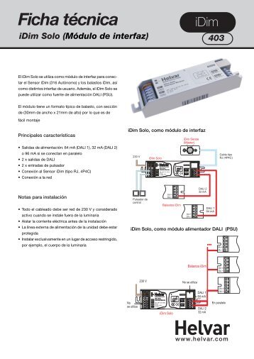 iDim Solo Datasheet_D004722_ES.indd - Helvar