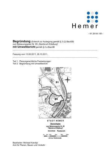 (Entwurf zur Auslegung gemäß § 3 (2) BauGB) - Hemer