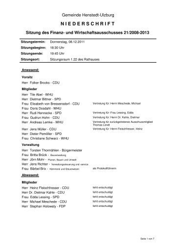 Sitzungsprotokoll 21/2008-2013 vom 08.12.2011 - Henstedt-Ulzburg