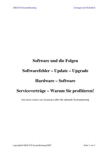 Software und die Folgen Softwarefehler ... - ABACUS Systemberatung