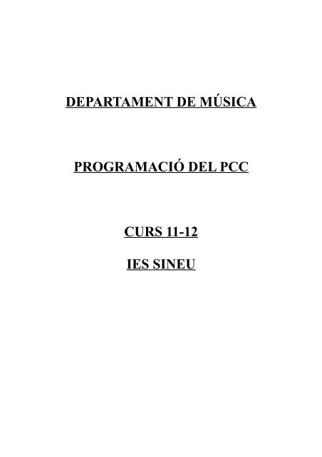 DEPARTAMENT DE MÚSICA PROGRAMACIÓ DEL ... - IES Sineu