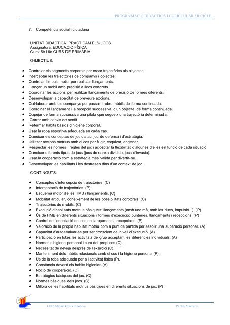 OBJECTIUS DE 3r CICLE / CONEIXEMENT DEL MEDI - C.P. Costa i ...