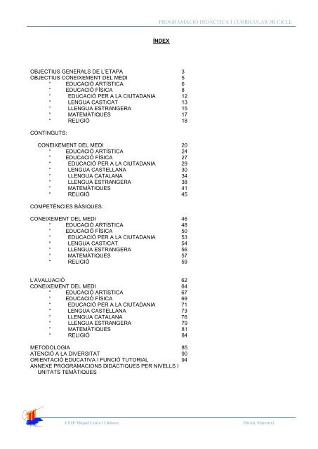 OBJECTIUS DE 3r CICLE / CONEIXEMENT DEL MEDI - C.P. Costa i ...