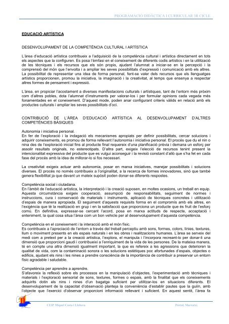 OBJECTIUS DE 3r CICLE / CONEIXEMENT DEL MEDI - C.P. Costa i ...