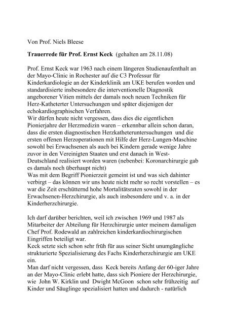 Trauerrede für Prof. Ernst Keck - Herz-Kinder-Hilfe Hamburg e.V.