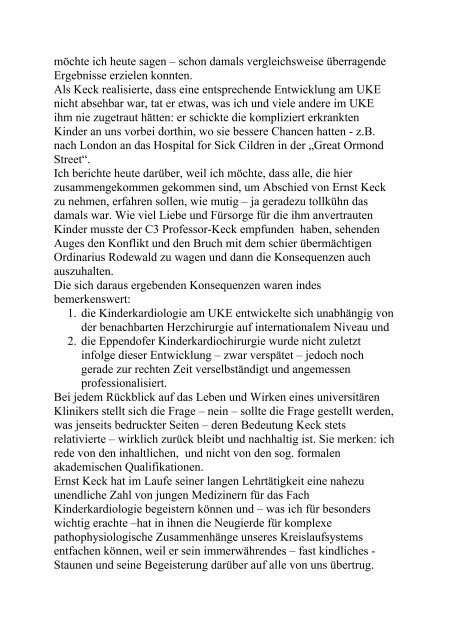 Trauerrede für Prof. Ernst Keck - Herz-Kinder-Hilfe Hamburg e.V.