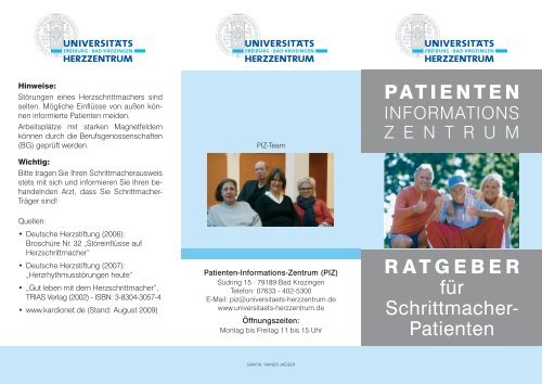 Ratgeber für Schrittmacher-Patienten - Herz-Zentrum Bad Krozingen