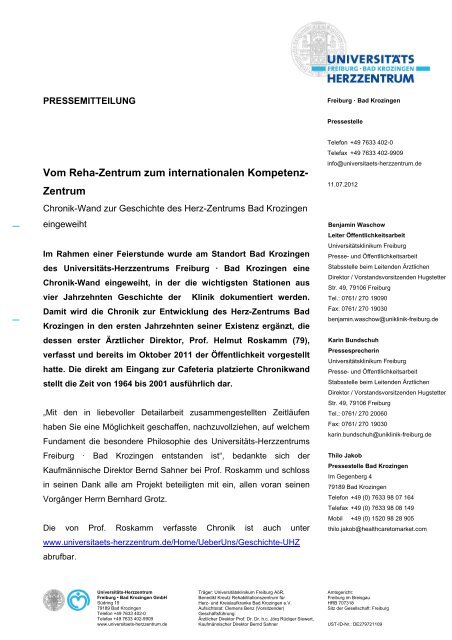 Pressemitteilung - Herz-Zentrum Bad Krozingen