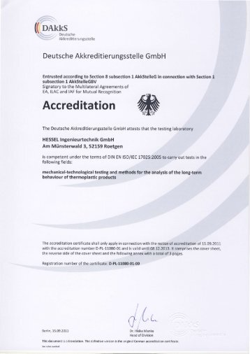 Accreditation Certificate - HESSEL Ingenieurtechnik GmbH, Roetgen