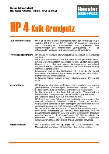 HP 4Kalk-Grundputz - Hessler Kalkwerke GmbH