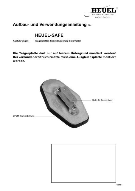 Aufbau- und Verwendungsanleitung für HEUEL-SAFE