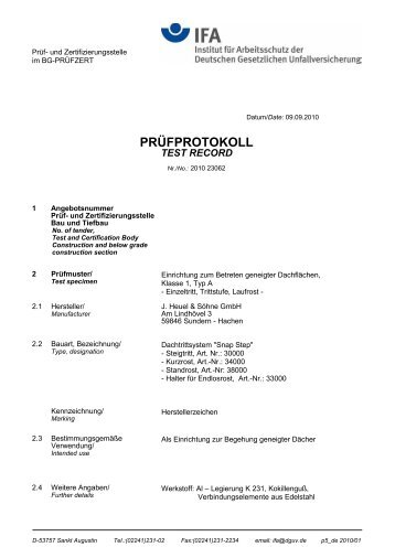 PRÜFPROTOKOLL - Heuel & Söhne GmbH