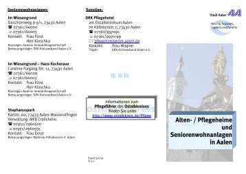Alten- / Pflegeheime und Seniorenwohnanlagen in Aalen