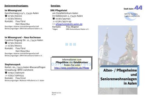 Alten- / Pflegeheime und Seniorenwohnanlagen in Aalen