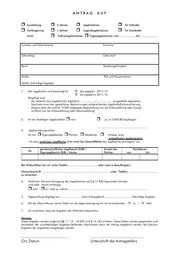 Antrag Jagdschein (Landratsamt Ostalbkreis)