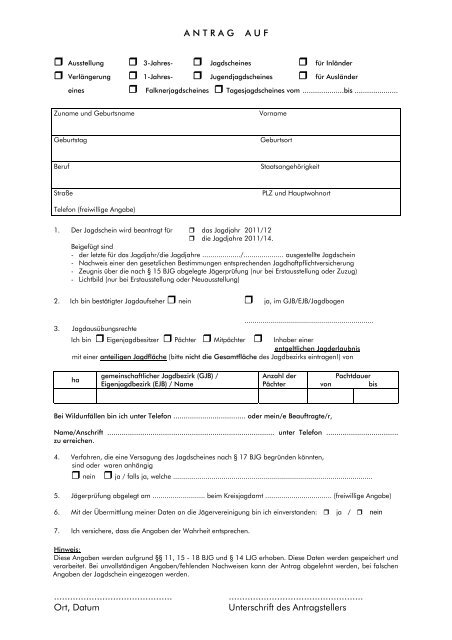 Antrag Jagdschein (Landratsamt Ostalbkreis)