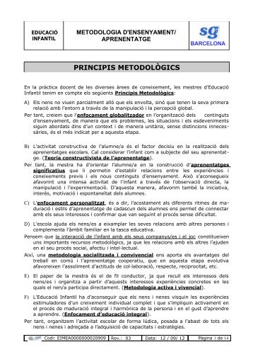 PRINCIPIS METODOLÒGICS - Col·legi Sant Gabriel de Barcelona