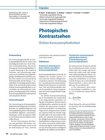 Photopisches Kontrastsehen, Ã¶rtliche Kontrastempfindlichkeit ... - DOG