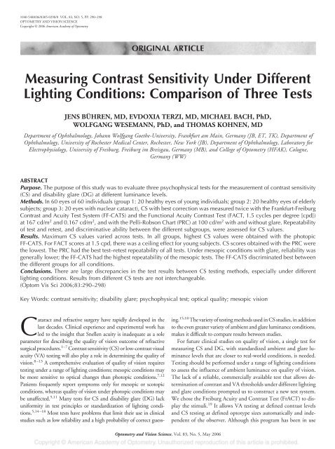 Vistech Chart Contrast Sensitivity