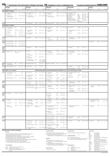 VK Studienplan WS 2008/2009 - Hochschule für Gestaltung Offenbach