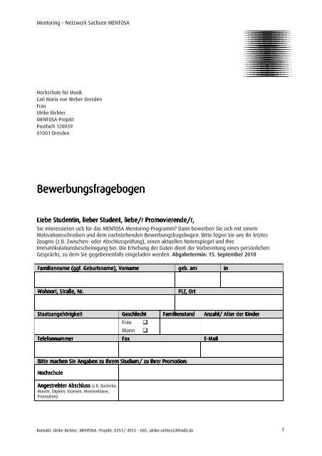 Bewerbungsfragebogen Bewerbungsfragebogen - Hochschule für ...