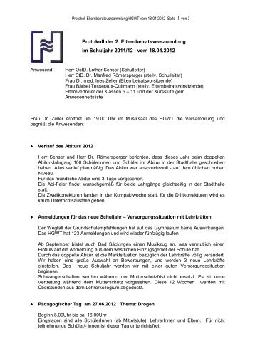 Elternbeiratsitzung vom 18.04.2012 - Hochrhein-Gymnasiums ...