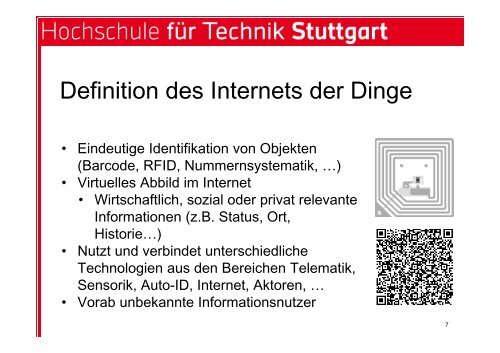Das Internet der Dinge - HFT Stuttgart