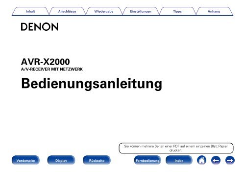 AVR-X2000 / Bedienungsanleitung - DENON DE