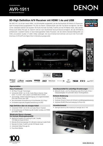 Datenblatt Denon AVR-1911 - HIFI-REGLER