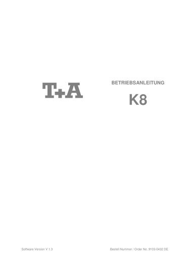 Bedienungsanleitung T+A K8 - HIFI-REGLER