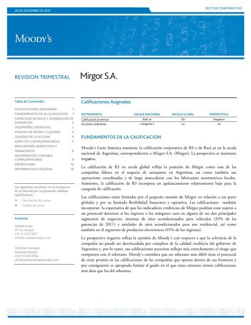 Mirgor S.A. - Moody's