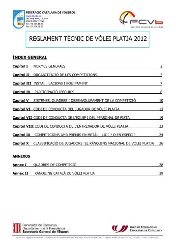 Reglament Tècnic 2012 - Federació Catalana de Voleibol