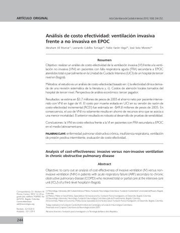 analisis costo.pmd - Asociación Colombiana de Medicina Crítica y ...
