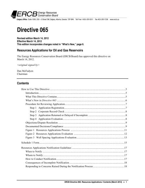 Directive 065 - Energy Resources Conservation Board