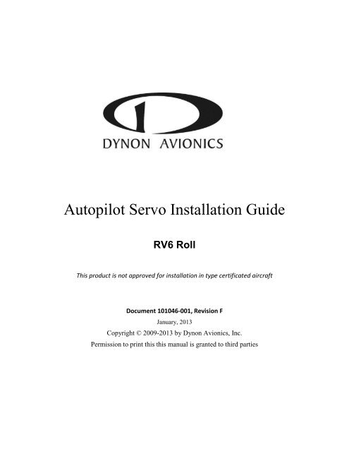 Installing Rv601 RV-6 Roll Kit Installation Instructions - Dynon Avionics