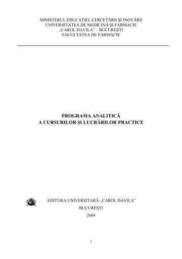 programa analitică a cursurilor şi lucrărilor practice - Universitatea ...