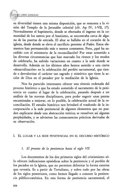 EL LUGAR PARA LA CELEBRACiÓN DE LA PENITENCIA (Apuntes ...