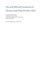 The Last Will and Testament of Thomas Cope Ross‐On‐Wye 1843