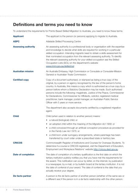 1119 - Points Based Skilled Migration - Department of Immigration ...