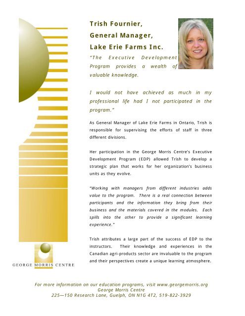 Trish Fournier General Manager Lake Erie Farms Inc The George