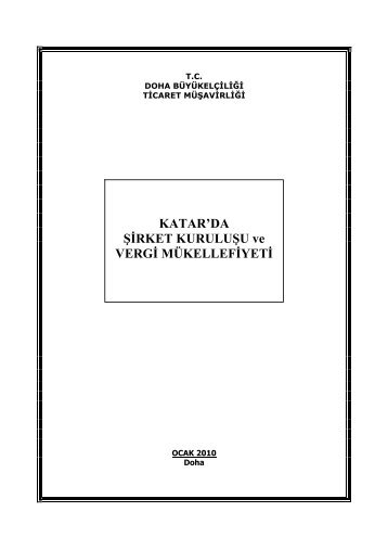 KATAR'DA ŞİRKET KURULUŞU ve VERGİ MÜKELLEFİYETİ