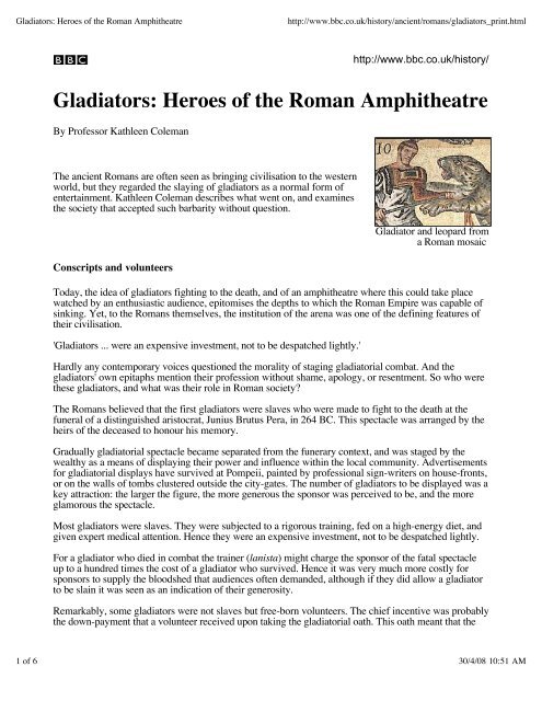 Gladiators: Heroes of the Roman Amphitheatre