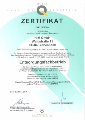 ZERTIFIKAT - HIM GmbH