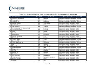 Covercard®System - Liste der Integrationspartner - Liste de ...