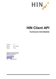 HIN Client API Technische Schnittstelle - HIN Health Info Net