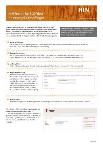 HIN Secure Mail GLOBAL Anleitung für Empfänger - HIN Health Info ...