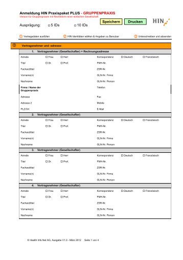 Anmeldung HIN Praxispaket PLUS - GRUPPENPRAXIS ...