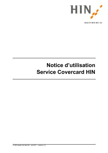 Notice d'utilisation Service Covercard HIN - HIN Health Info Net